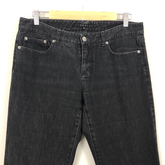 Theory Black Flare Leg Stretch Denim Jeans Mid-rise Made in USA - Picture 2 of 6